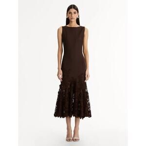 Oscar de la Renta Porcelain Flower Guipure Trumpet Dress  sezi 10 NWT